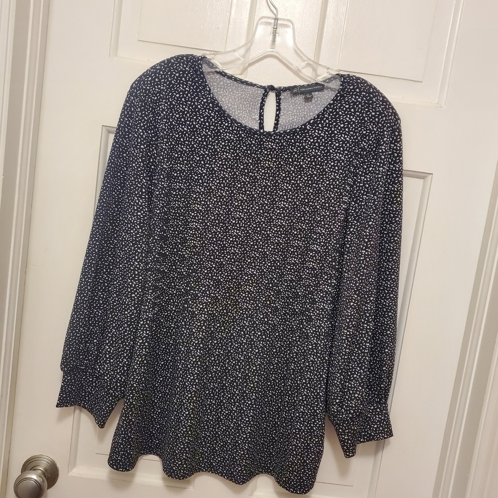 Adrianna Papell Black & White Mesh Crewneck 3/4 Sleeve Knit top Size large - Picture 10 of 11